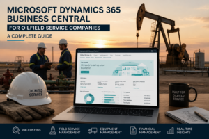Microsoft Dynamics 365 Business Central oilfield service company using ERP software for job costing, field service, equipment, and financial management.